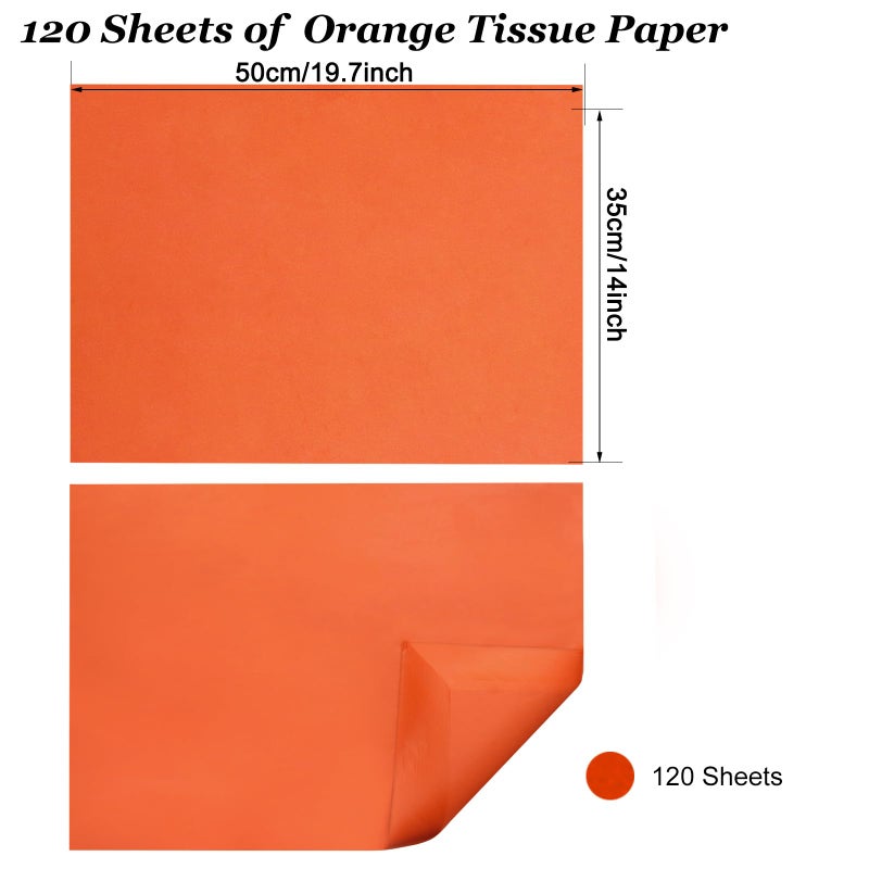 Undemouc 120 Sheets Orange Tissue Paper 20x14 Inches Tissue Paper Bulk for Bags Wrapping Tissue Paper for DIY Crafts Birthday Weddings Baby Shower Thanksgiving Halloween Party Decor - Image 3